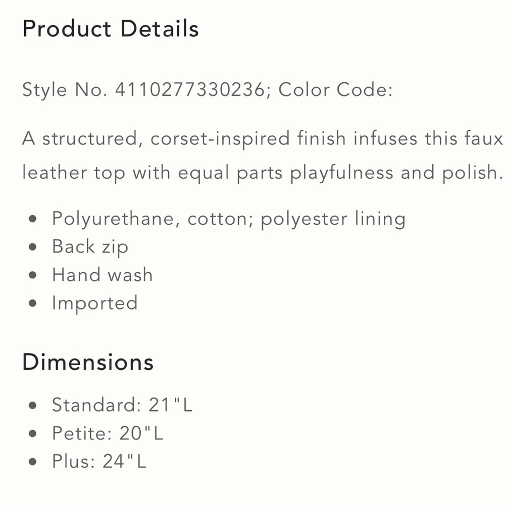 Anthropologie Black Faux Leather Corset - Picture 4 of 9